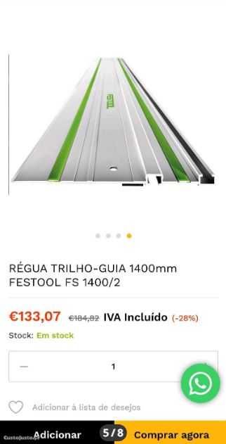 Réguas Trilho-Guia 1400mm FESTOOL FS 1400/2 para Serra