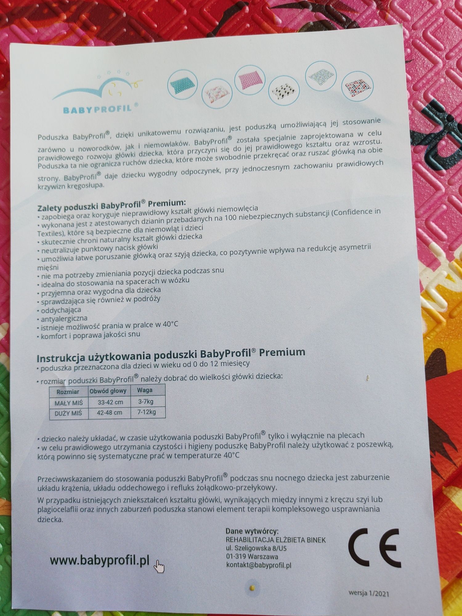 Poduszka ortopedyczna BabyProfil Premium dla niemowląt 3-7 kg