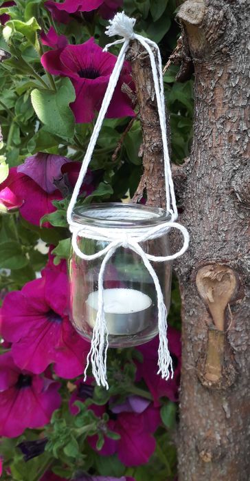 Świeczniki/lampiony szklane, ręcznie zdobione, HANDMADE, Boho