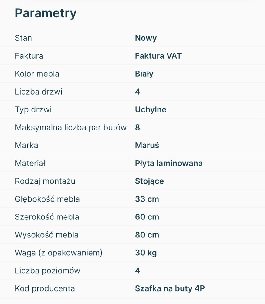 Szafka na buty w bardzo dobrym stanie