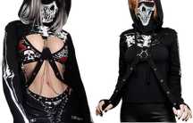 Stylowa bluza z kapturem z nadrukiem czaszki szkielet HIP HOP goth - L