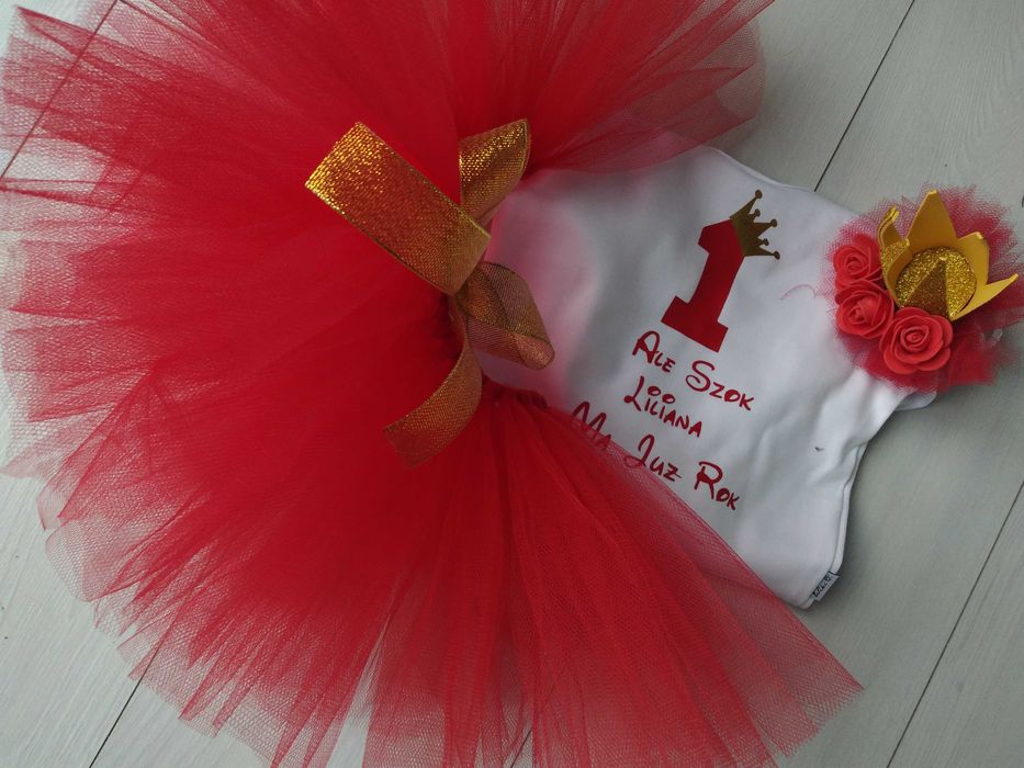 Komplet tutu na roczek dziewczynka