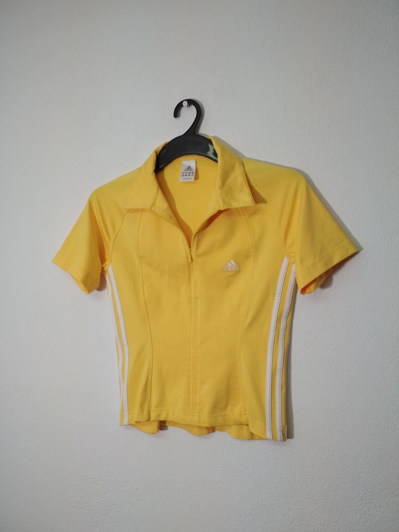 Adidas t-shirt żółta koszulka rozpinana M