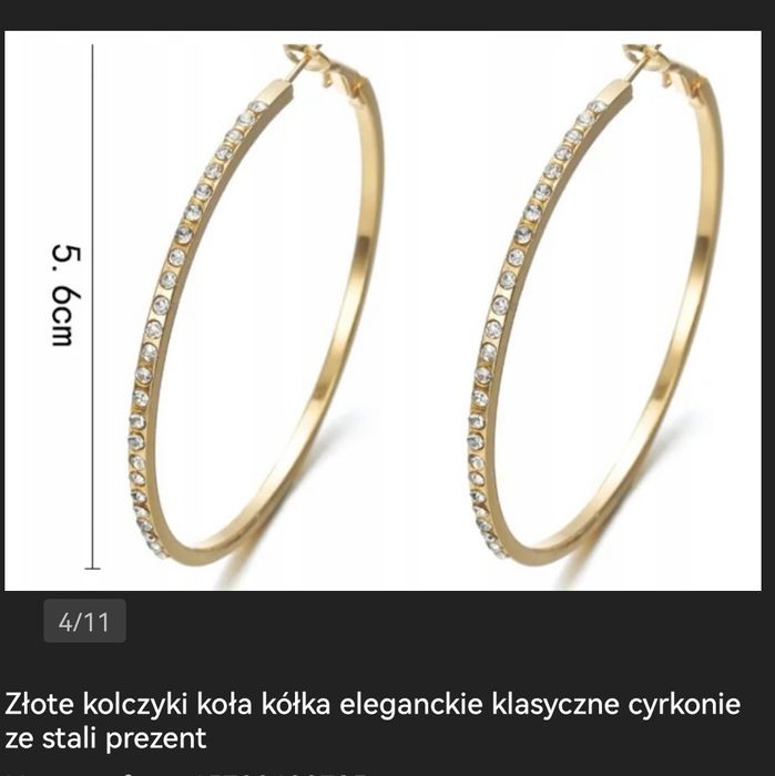 Kolczyki, stal, cyrkonie, koła
