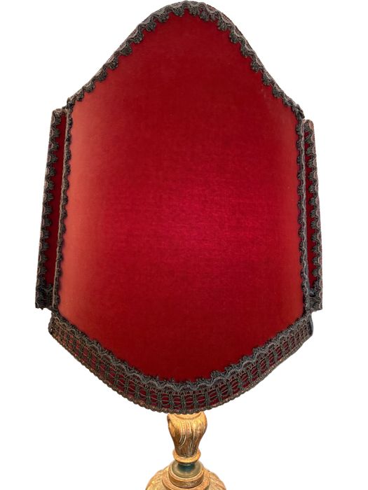 Candeeiro de Pé Antigo em Madeira e Veludo 1,95 metros