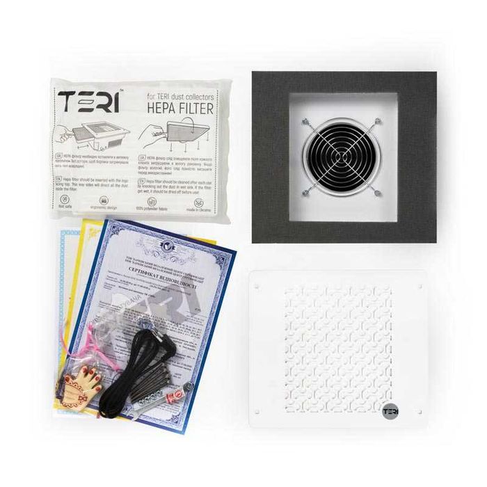 Встраиваемая маникюрная вытяжка Teri 800 белая, 3 цвета решетки