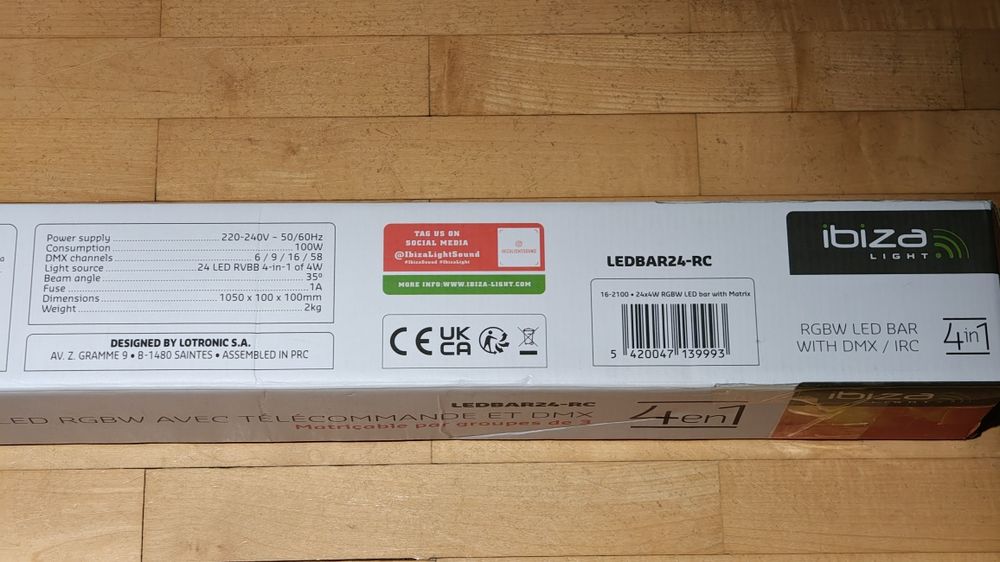 2x Listwa oświetleniowa LED Pixel bar Ibiza LEDBAR24-RC 24x4W RGBW
