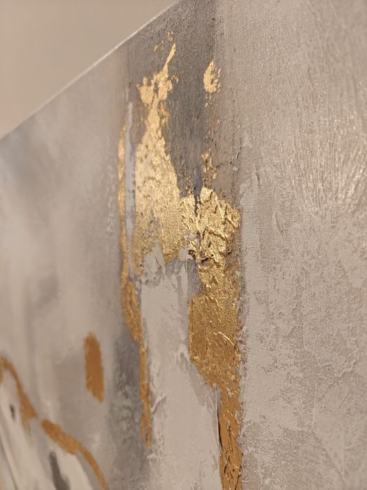 Obraz ręcznie malowany na płótnie "Marmurowa fala" 90x90