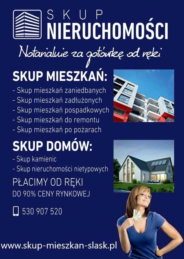 Skup mieszkań / nieruchomości za gotówkę. Do remontu, z lokatorami $$$