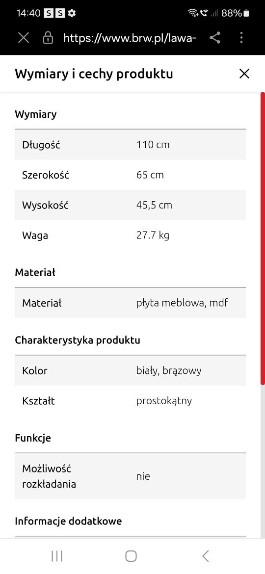 ława Holten 110x65 z półką dąb wotan/biały