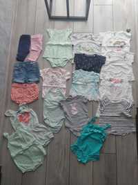 Letni zestaw paka ubran 62 68 legginsy body bluzki h&m zara