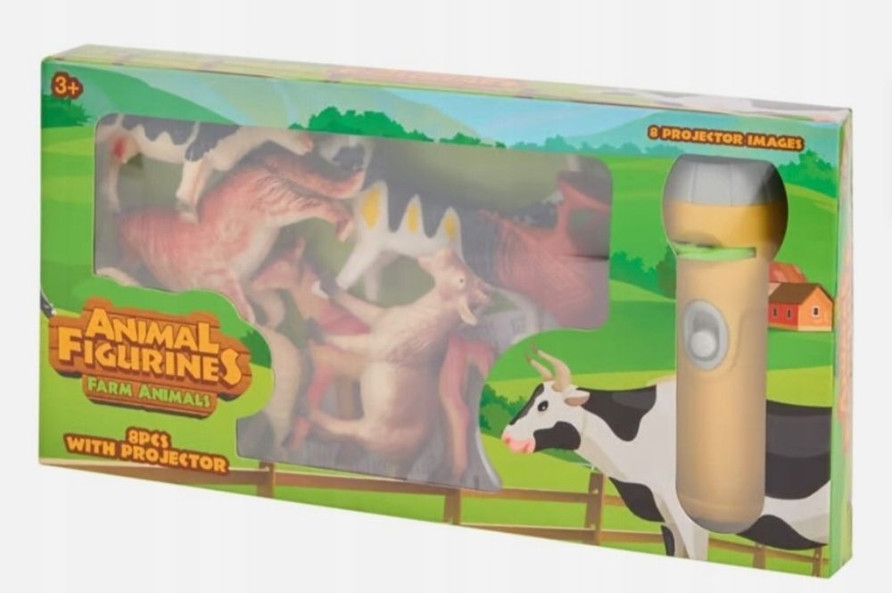 Zabawkowe zwierzątka z lampką projektorową FARMA 9 elementów