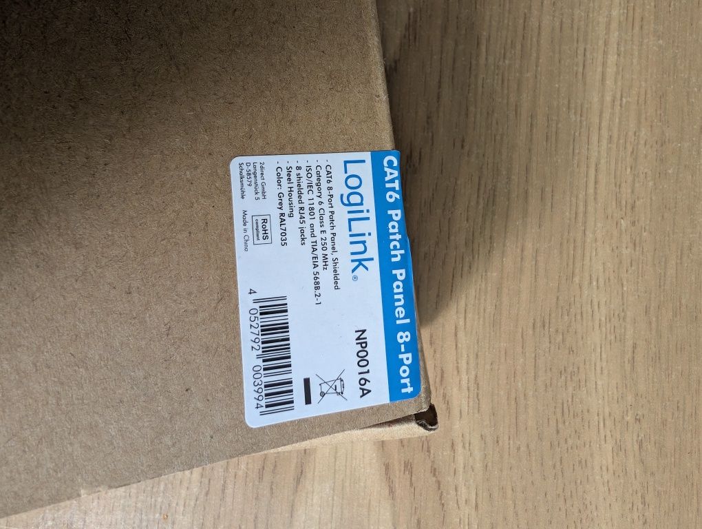Patchpanel 8-port logilink np0016A