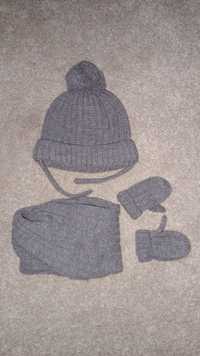 Komplet Zara czapka zimowa, komin, rekawiczki