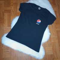Czarny  t-shirt koszulka krótki rękaw damski  z nadrukiem Pepsi 40 L