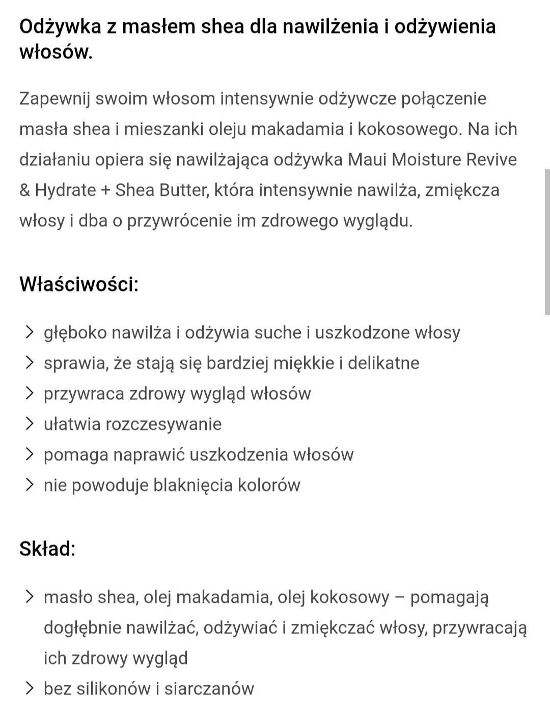 Szampon odżywka do włosów Maui Moisture Revive & Hydrate + Shea Butter