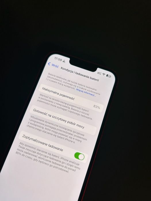 iPhone 14, 83%, 128GB, Czerwony