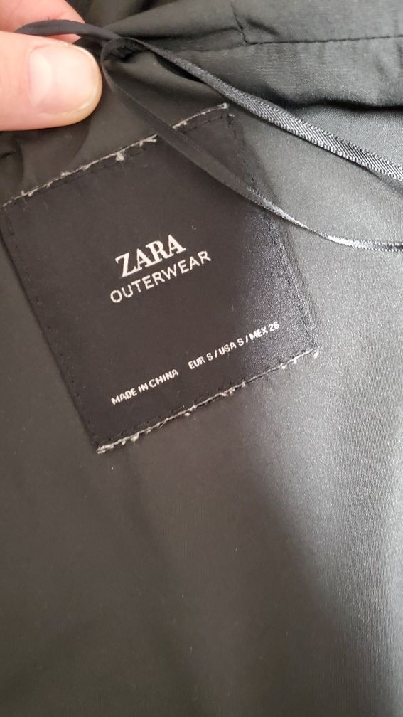 Пуховик короткий Zara, тёмно синий, размер S