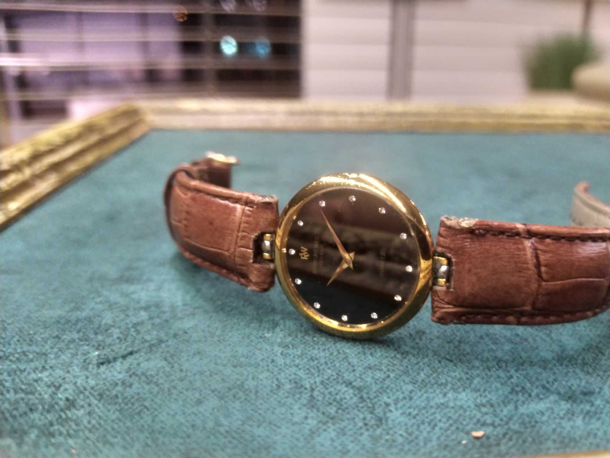 Piękny zegarek Raymond Weil Diamond Dress Black ref 3703 18karat Złoco