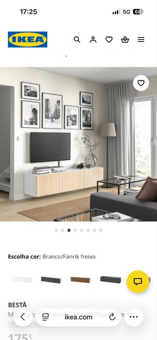 IKEA BESTÅ Móvel de TV branco com portas Fänrik freixo 180x42x38 cm