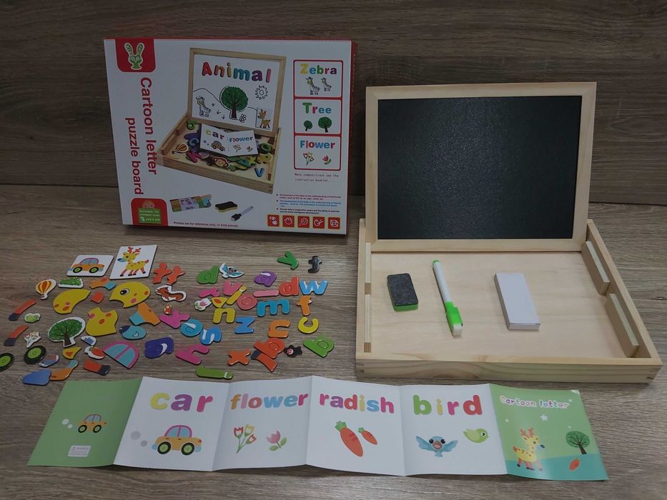 Edukacyjna tablica dwustronna kredowo-magnetyczna ,magnesy