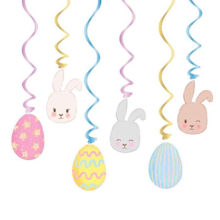 Dekoracje papierowe świderki "Jajka i króliki" 1opak./6szt.