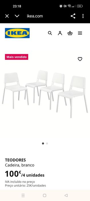 Mesa de refeições + 3 cadeiras