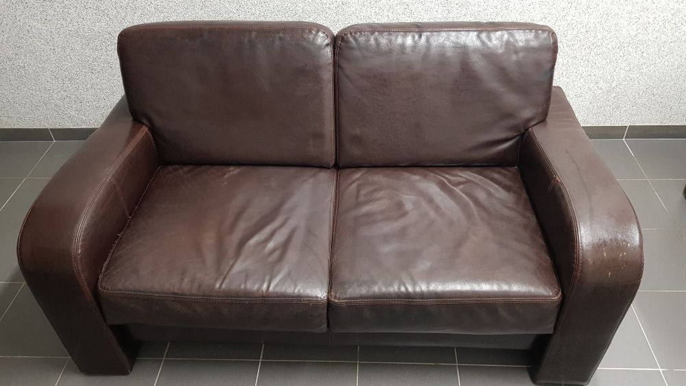 Komplet mebli ze skóry naturalnej 3 elementy