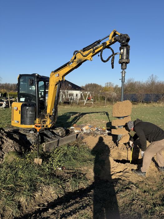 Wiercenie do 2,5 m fi 20,30,40,50 Minikoparka CAT 3 t Wiertnica Młot