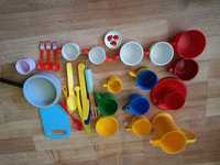 34wo) zestaw kuchenny dla dzieci sztućce kubki talerze