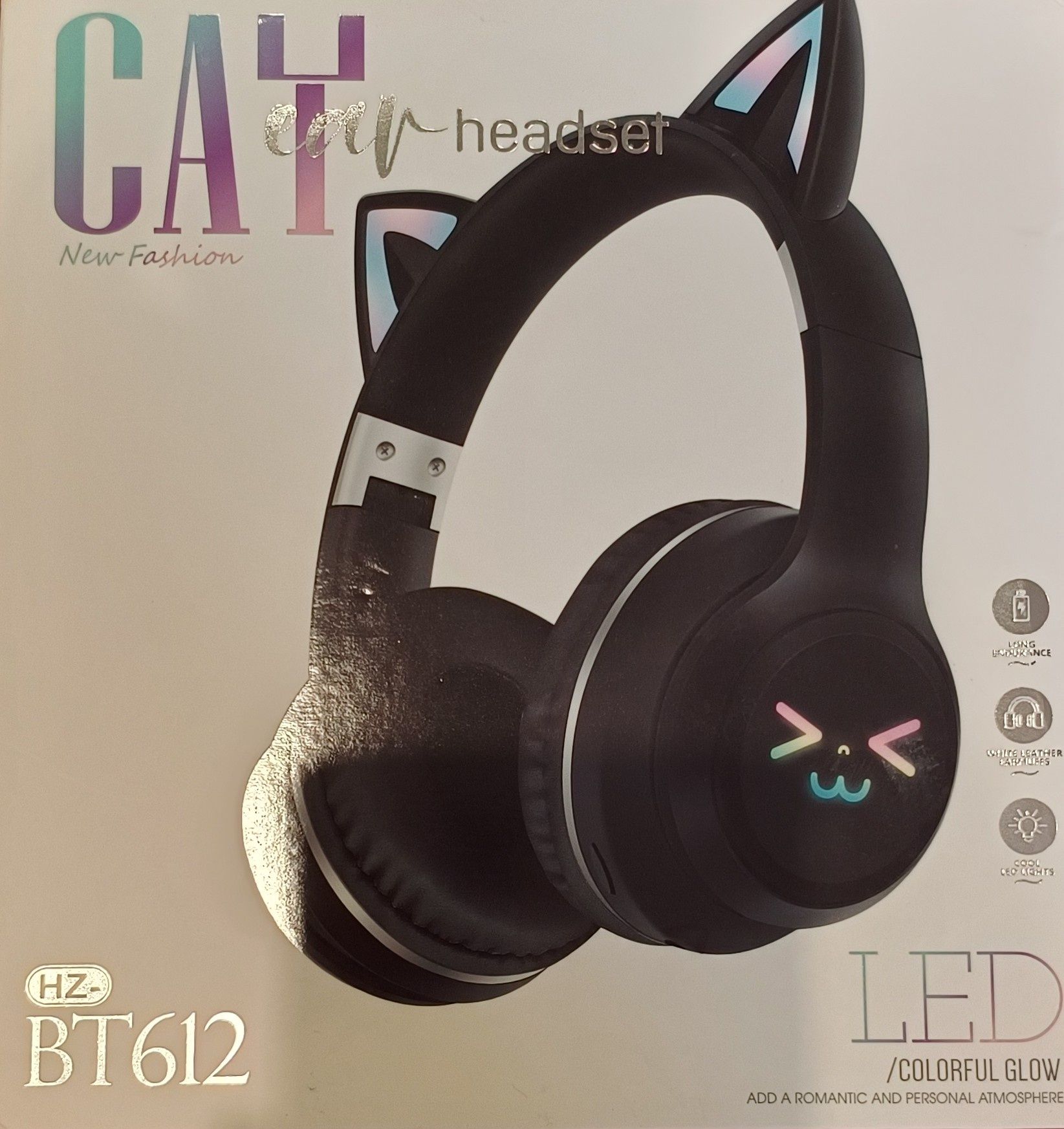 Bluetooth наушники з LED підсвіткою та вушками