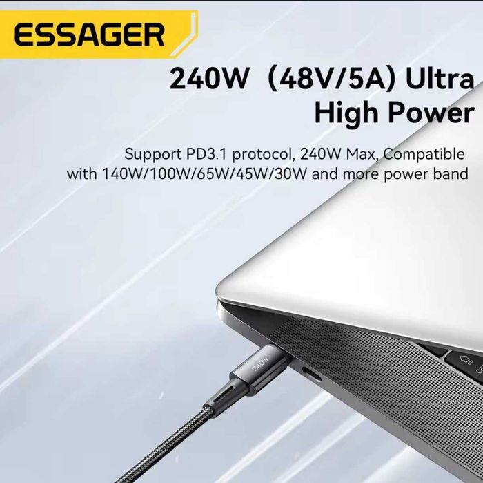 Essager кабель USB-TypeC TypeC-TypeC 120W 240W зарядное устройство 45W