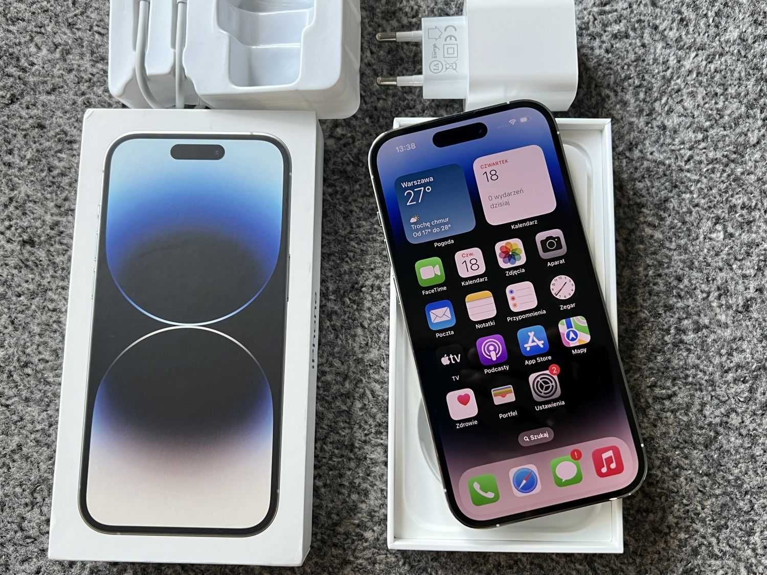 iPhone 14 Pro 128GB SILVER WHITE BIAŁY Bateria 97% Gwarancja +SZKŁO