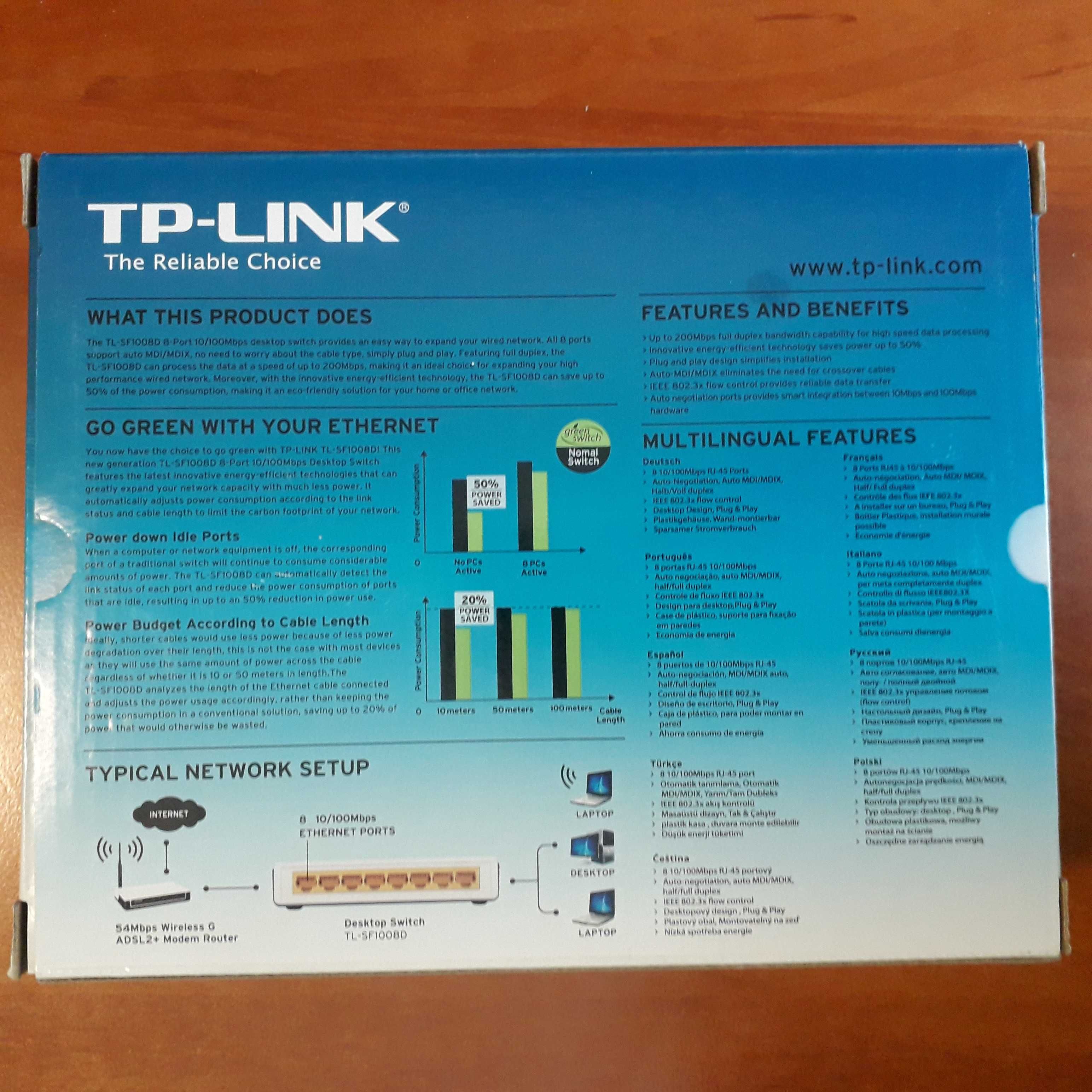 Switch TP-LINK TL-FS1008D 8 portów 10/100Mbps Przełącznik