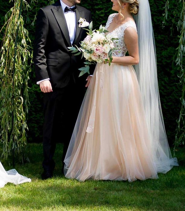 Kraków Madonna suknia ślubna S M bajkowa romantyczna boho koronka tiul