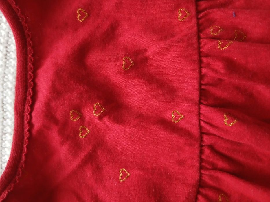 Czerwona bawełniana sukienka H&M na 80 cm