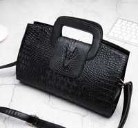 Женская сумка сумочка стильная черная под крокодила жіноча чорна