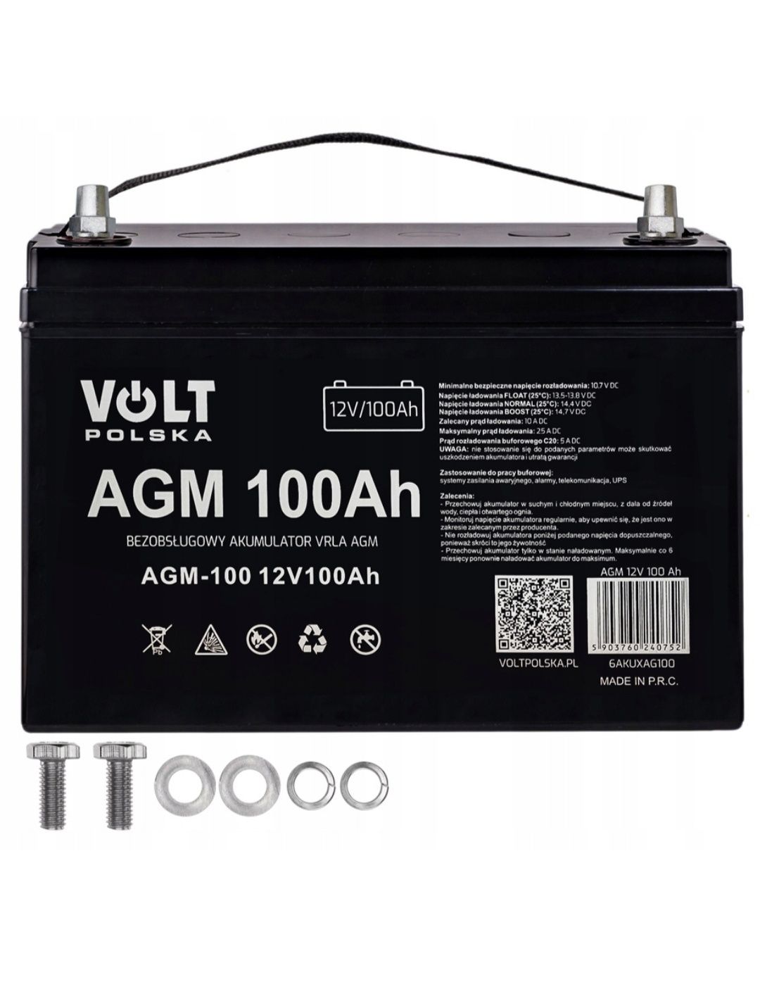 VOLT Polska 100А 12в AGM акумулятор для бесперебойника ДБЖ Инвертора