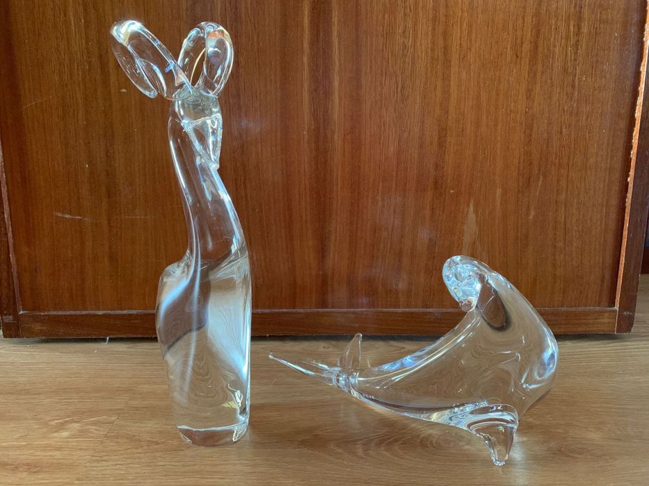 Estatuetas cristal veado e foca