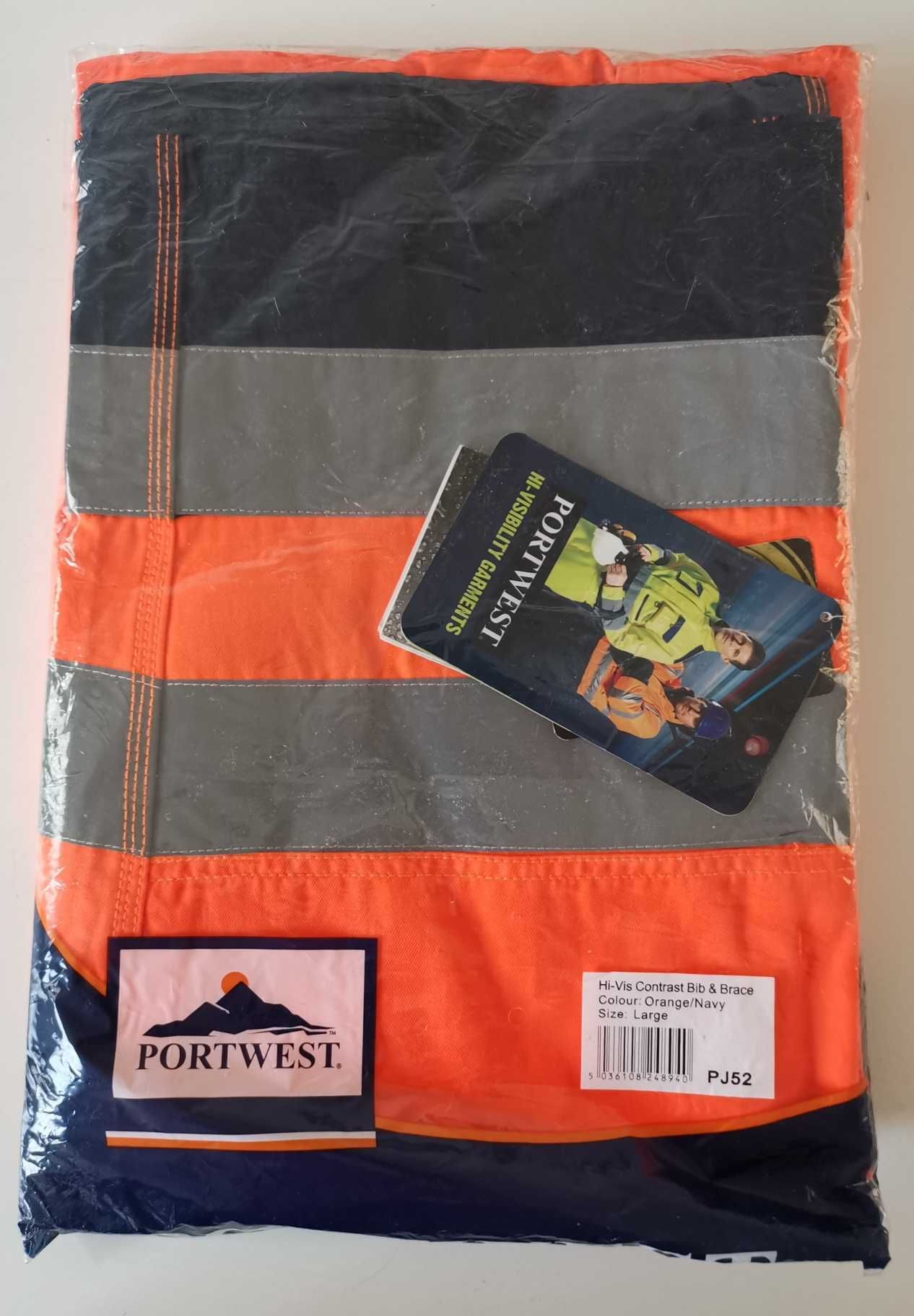 PORTWEST spodnie HI-VIS ogrodniczki ostrzegawcze PJ52