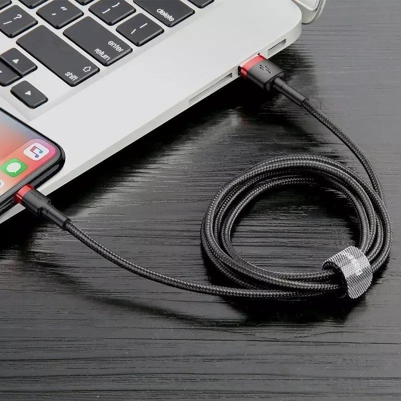 baseus cafule 2a 3m lightning usb kabel (černo-červený)