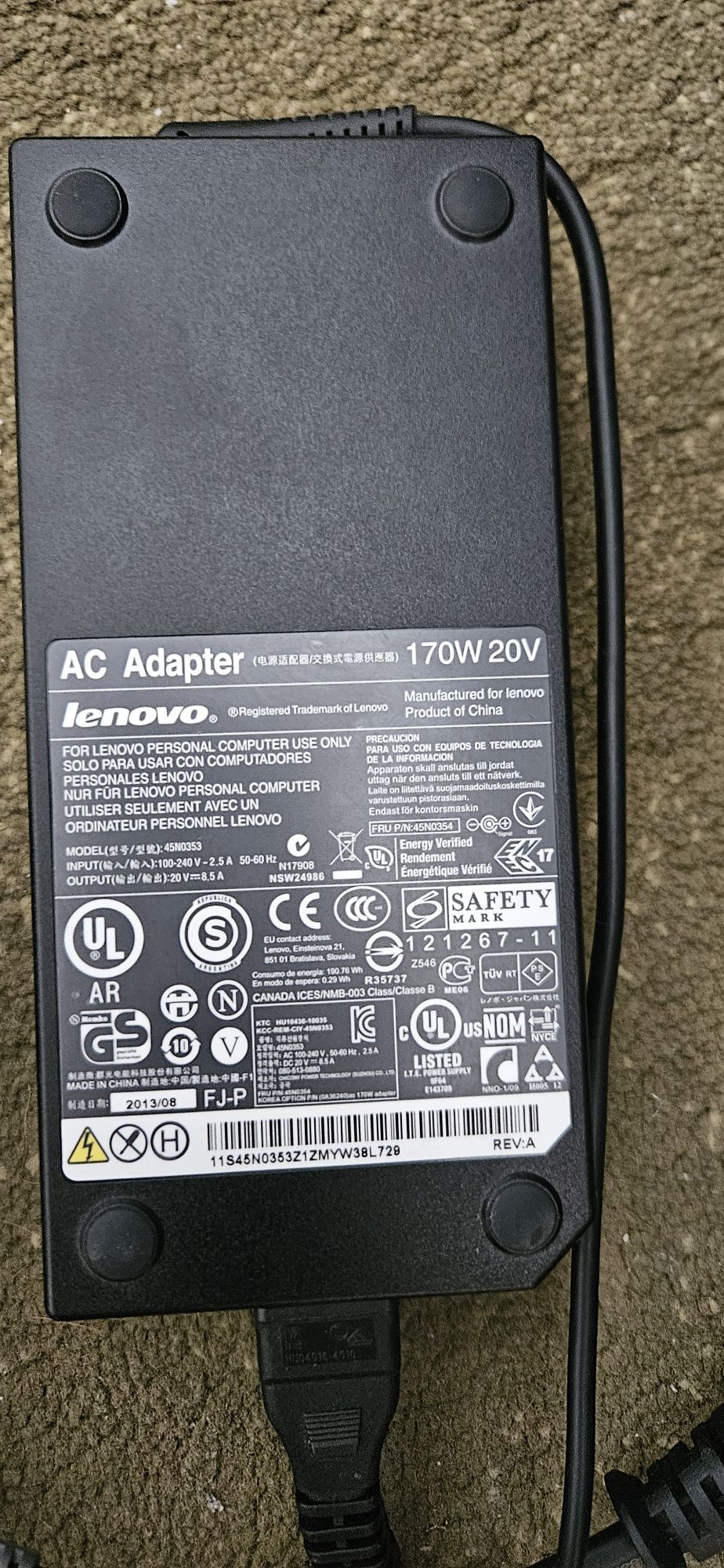 Ladowarka lenovo 170w 20V orginal bdb
