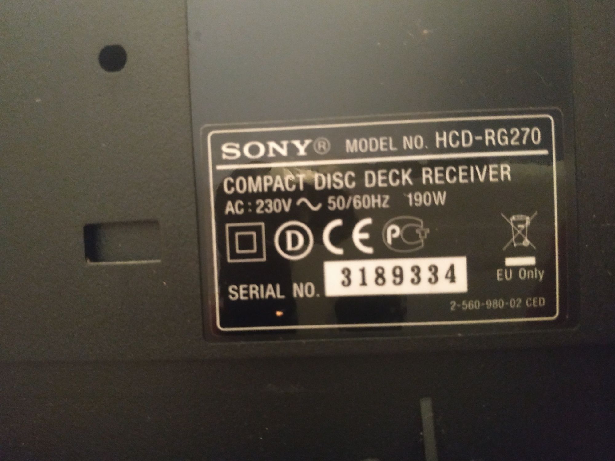 Музичний центр Sony MHC-RG270