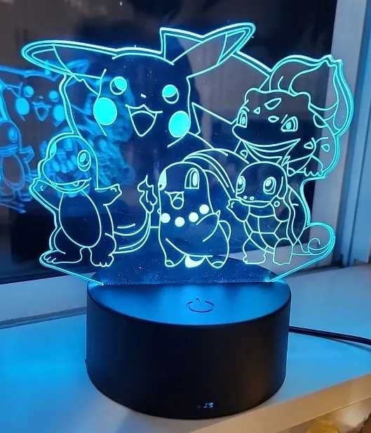 Pokemony Lampka nocna LED Pikatchu 3d Różne kolory na prezent Nowa