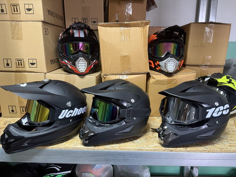 Кроссовый мото шлем шолом эндуро с очками мотоциклетный шлем