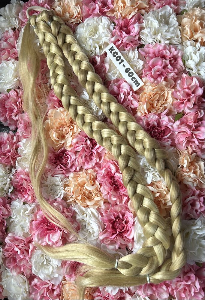 Zestaw dwa warkocze blond na gumce 60cm