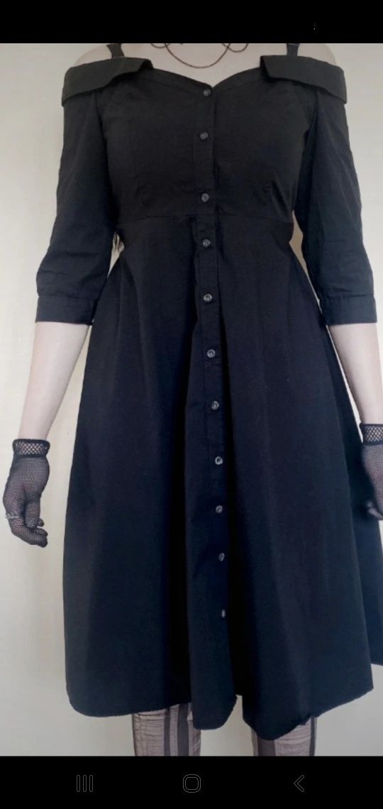 Gotycka sukienka koszulowa szmizjerka shirt dress midi retro