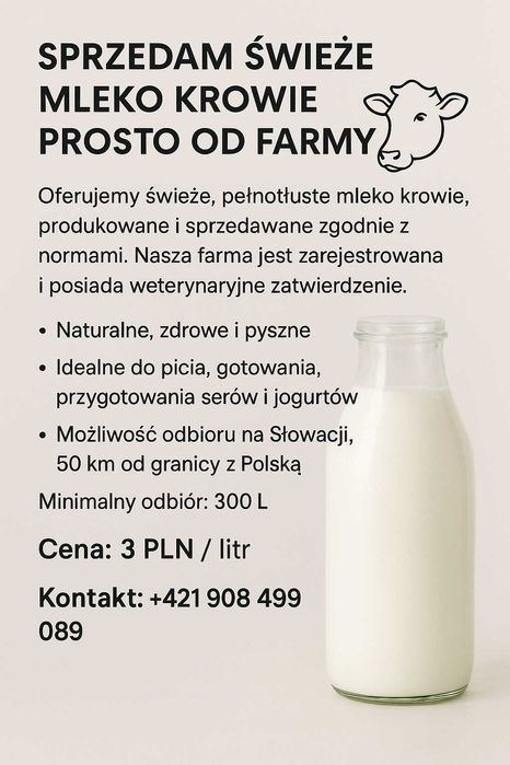 Czyste mleko krowie