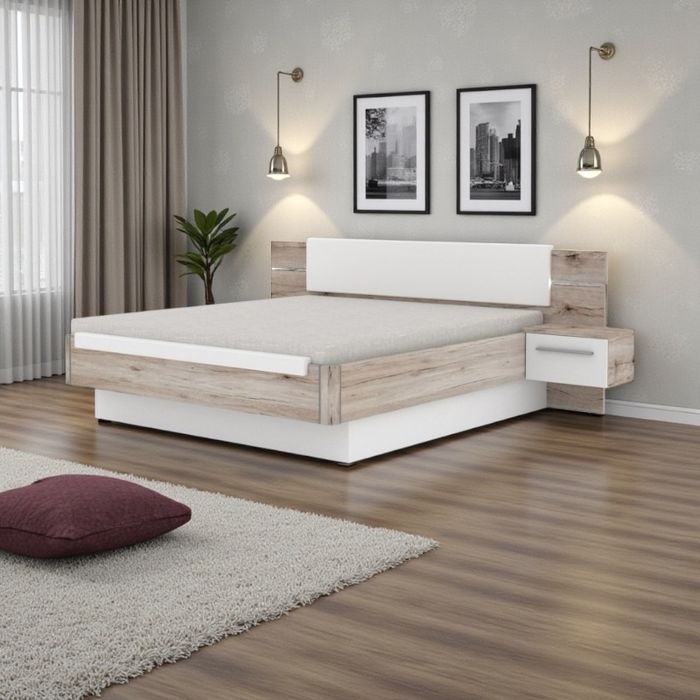 Łóżko sypialniane małżeńskie sypialnia podświetlana transport