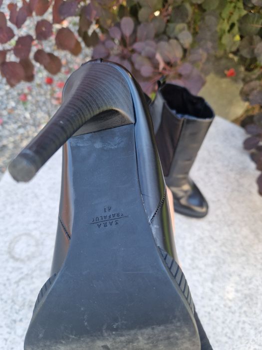 Czarne botki kozaki Zara 40 na szpilce eleganckie modne